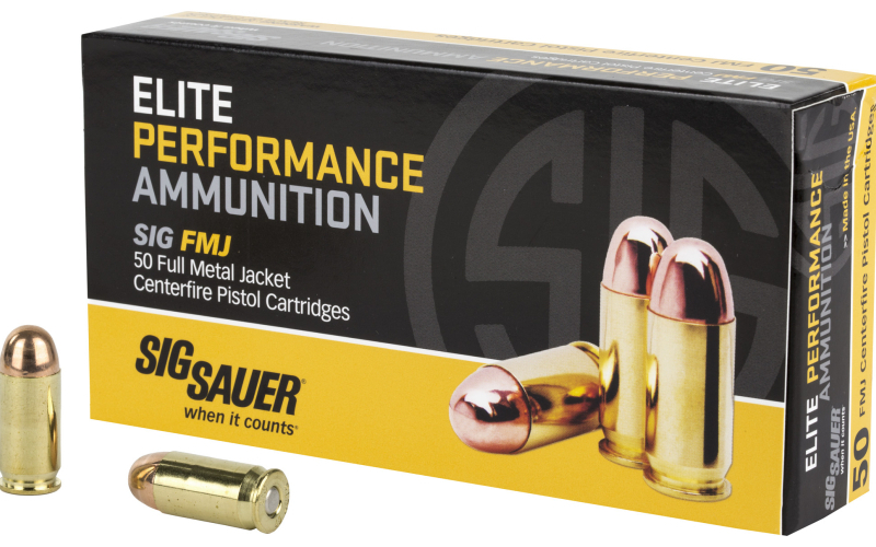 Sig Sauer Elite Performance Ball, 45 ACP, 230 Grain, Full Metal Jacket, 50 Round Box E45BA3-50
