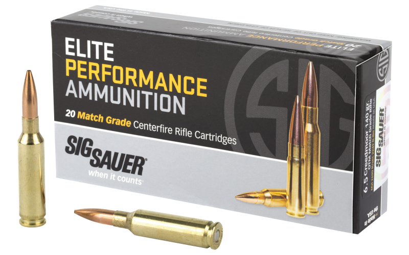 Sig Sauer Elite Performance, Match, 6.5 Creedmoor, 140 Grain, Open Tip Match, 20 Rounds Per Box E65CM1-20