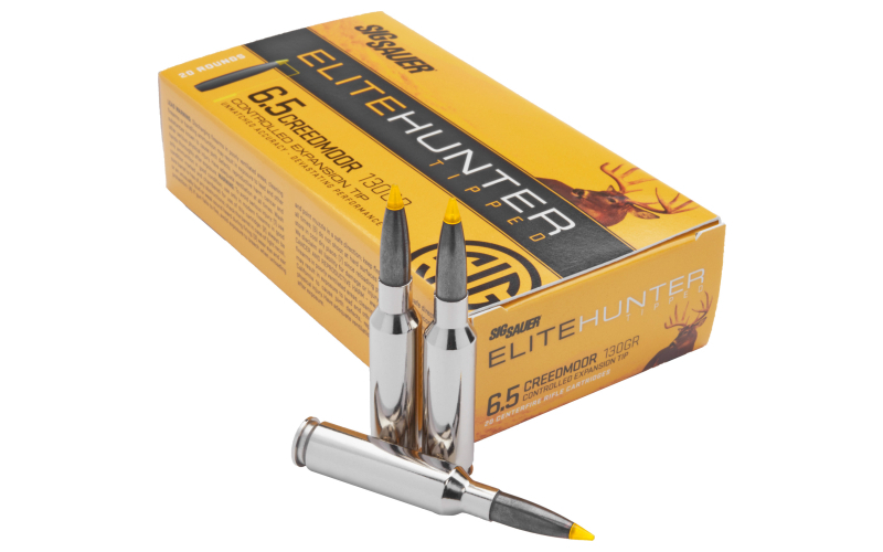 Sig Sauer Elite Tipped Hunting, 6.5 Creedmoor, 130 Grain, Ballistic Tip, 20 Round Box E65CMTH1-20