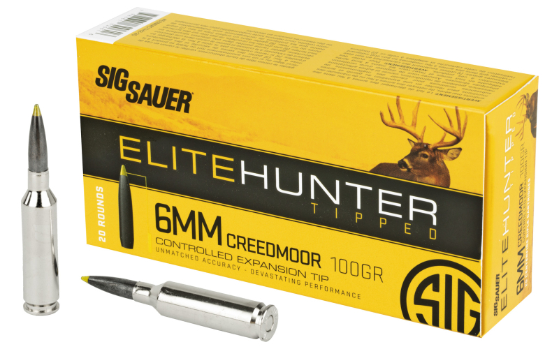 Sig Sauer Elite Tipped Hunting, 6MM Creedmoor, 100 Grain, Ballistic Tip, 20 Round Box E6MMCTH2-20