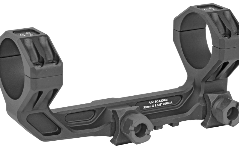 Sig Sauer ALPHA3, One Piece Mount, 30mm Rings, 1.535 inch height, 20 MOA Elevation, Black Color, Epoxy Powder Coat Finish, Fits Picatinny Rail SOA30006