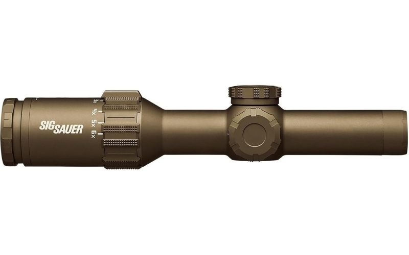 Sig Sauer TANGO6T, Rifle Scope, 1-6X24MM, Flat Dark Earth, 30mm Main Tube, MRAD Adjustments, FL-6 Hellfire Reticle, Capped Turrets, SFP SOT61230