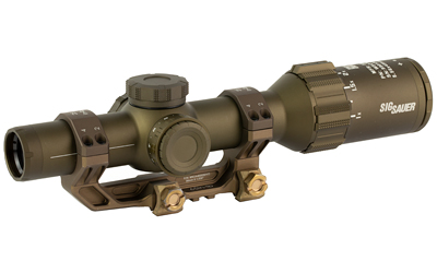 Sig Sauer TANGO6T, Rifle Scope, 1-6X24mm, First Focal Plane DWLR-556 Reticle, .2 MRAD, 30mm Main Body Tube, Matte Finish, Flat Dark Earth, Includes 1.535" ALPHA4 Titanium Mount, Removable Throw Lever and Lay Flat  Flip Back Lens Covers, US Military Over Run Units SOT61DVO