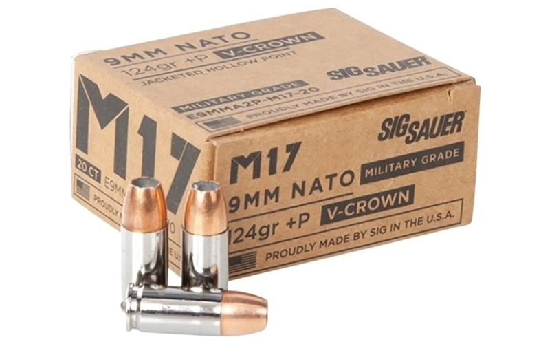 Sig Sauer 9mm luger +p 90gr lead free 50/box