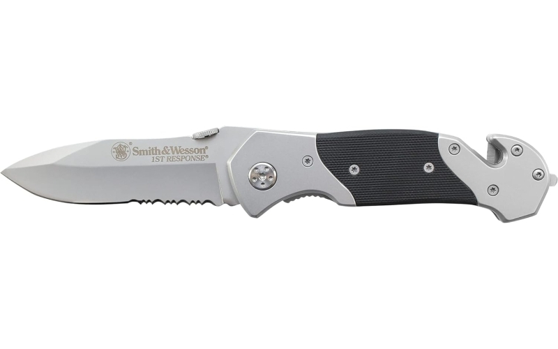 Smith & Wesson 1st Response Drop Point Folding Knife 3 3/10" Blade Black and Silver