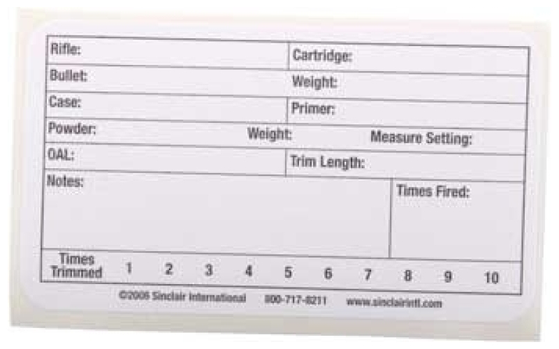 Sinclair International Load labels 50 pack