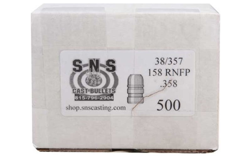 Sns Cast Bullets 38 cal (.358'') 158gr rnfp lead bullets 500/box