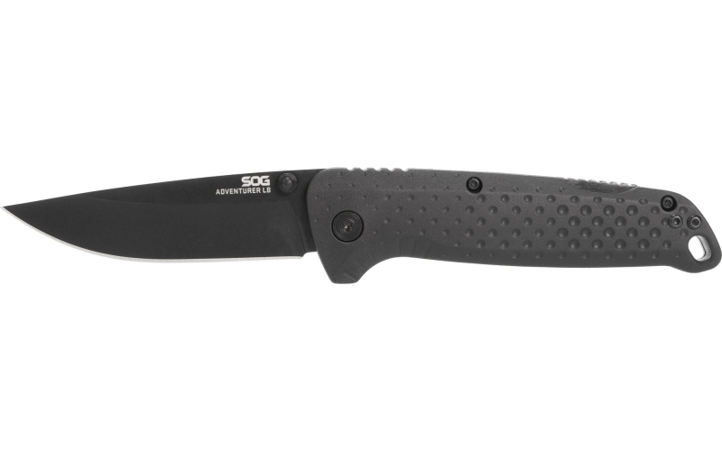 SOG Knives & Tools Adventurer, Folding Knife, 3 Drop Point Straight Edge, Glass Reinforced Nylon Handle, CRYO 5CR15MOV Steel, Titanium Nitride Finish, Black SOG-13-11-01-43