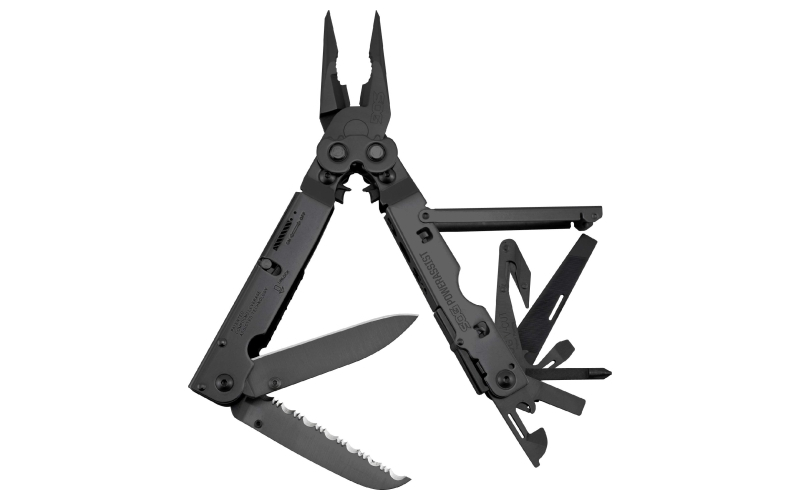 SOG Knives & Tools PowerAssist Tool, 16 Tool Multi-Tool, 420 Stainless Steel, Black Oxide Finish, Black, Includes Nylon Sheath SOG-B66N-CP