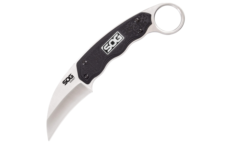 SOG Knives & Tools Gambit, Fixed Blade Knife, 2.58" Straight Edge Sheepsfoot, Black Glass-Reinforced Nylon Handle, 7Cr17MoV Stainless Steel, Satin Finish, Black, Includes Hard Molded Nylon Sheath SOG-GB1001-CP