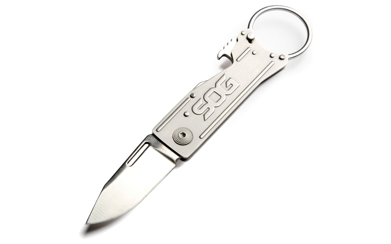 SOG Knives & Tools KeyTron, Folding Knife, 1.8" Straight Edge Clip Point, Black Kraton Handle, 5Cr15MoV Steel, Satin Finish, Gray SOG-KT1001-CP