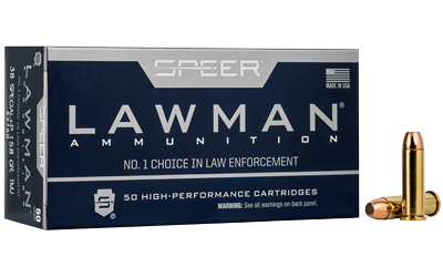 Speer Ammunition Speer Lawman, Training, 38 Special, 158 Grain, Total Metal Jacket, +P, 50 Round Box 53750
