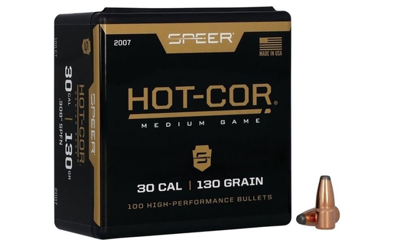 Speer Ammunition 30 caliber (0.308'') 130gr soft point flat nose 100/box