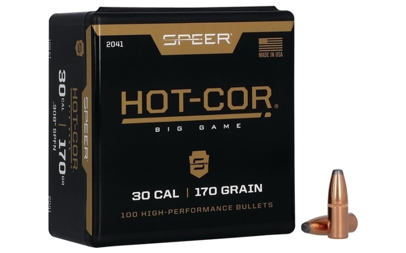 Speer Ammunition 30 caliber (0.308'') 170gr soft point flat nose 100/box