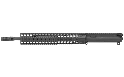 Spike's Tactical Complete Upper Receiver, 223 Remington/5.56 NATO, 14.5" Barrel (16" OAL with Pinned Brake), Mid-length Gas System, Fits AR Rifles, Black, Flat Top Receiver, No Sights, 12" CRR Quad Rail, Dynacomp Muzzle Brake, No Magazine STU5050-CQ2D