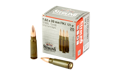Sterling 7.62X39mm, 123 Grain, Full Metal Jacket, Steel Cased, 20 Round Box SRL8698779967284