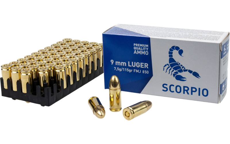 SCORPIO AMMO 9MM 115GR FMJ 50/1000