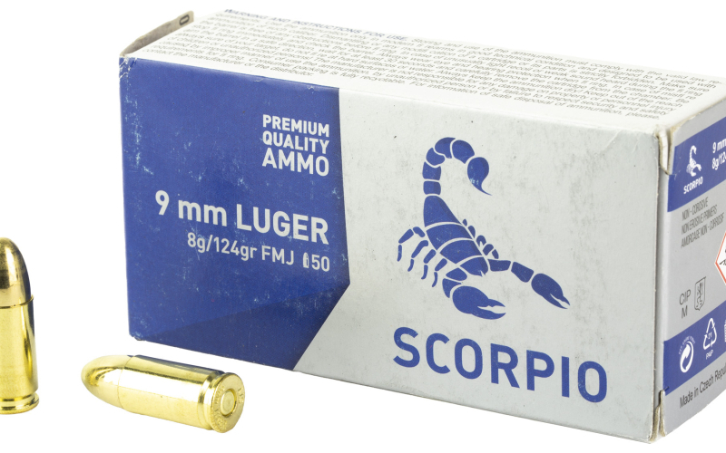 SCORPIO AMMO 9MM 124GR FMJ 50/1000