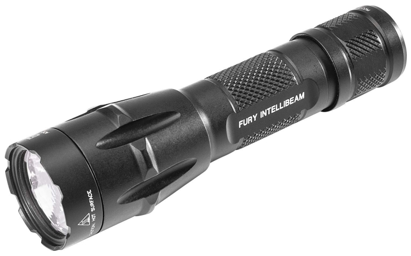 Surefire Fury Dual Fuel Intellibeam Flashlight, 1500 Lumens, 123A or 18650 Rechargeable Battery, Black FURY-IB-DF