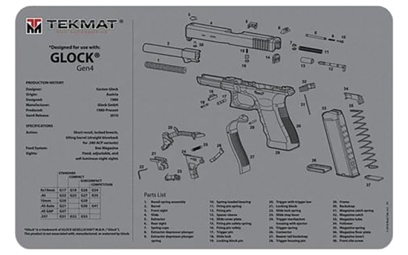 TekMat Gun mat for glock gen4 grey