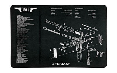 TekMat 1911 Pistol Mat, 11"x17", Includes Small Microfiber TekTowel, Black, Packed In Tube TEK-R17-1911