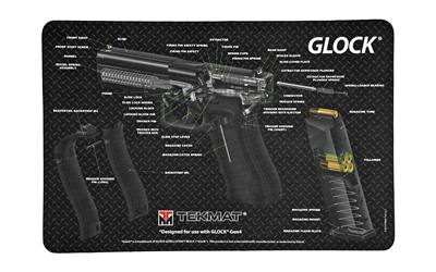 TekMat Pistol Mat For Glock, 3D Cut Away, 11"x17", Black, Includes Small Microfiber TekTowel, Packed In Tube TEK-R17-GLOCK-CA