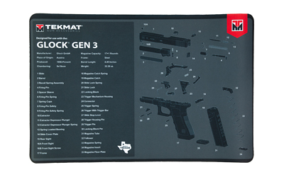 TekMat Original Mat For Glock Gen 3, Cleaning Mat, Thermoplastic Surface Protects Gun From Scratching, 1/8" Thick, 11"x17", Tube Packaging, Black TEK-R17-GLOCK-G3