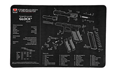 TekMat Pistol Mat, Glock Gen 4, 11"x17", Black, Includes Small Microfiber TekTowel, Packed In Tube TEK-R17-GLOCK-G4
