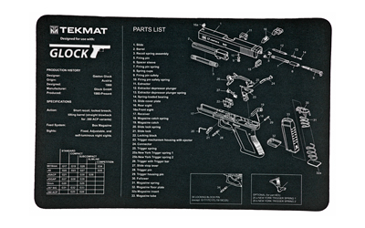TekMat Pistol Mat For Glock 17, 11"x17", Black, Includes Small Microfiber TekTowel, Packed in Tube TEK-R17-GLOCK