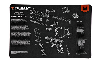 TekMat S&W M&P SHIELD Pistol Mat, 11"x17", Black, Includes Small Microfiber TekTowel, Packed In Tube TEK-R17-SW-MP-SHIELD