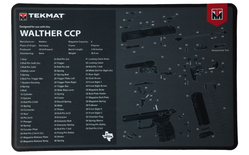 TEKMAT PSTL MAT FOR WALTHER CCP BLK