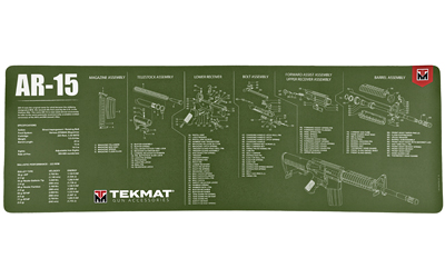 TekMat Long Gun, AR-15, Cleaning Mat, Thermoplastic Surface Protects Gun From Scratching, 1/8" Thick, 12"x36", Tube Packaging, Olive Drab Green TEK-R36-AR15-OD