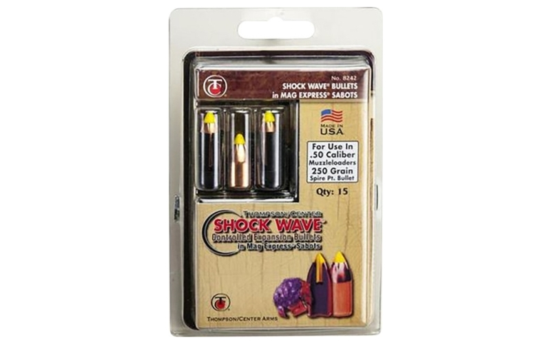 Thompson Center 50 caliber 250gr polymer tip spire point sabot 15/box