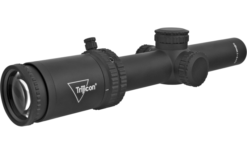 Trijicon Credo 1-4x24mm Second Focal Plane Riflescope with Red MRAD Ranging, 30mm Tube, Matte Black, Low Capped Adjusters CR424-C-2900011