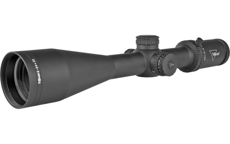 Trijicon Tenmile 6-24x50mm Second Focal Plane Riflescope with Red LED Dot, MRAD Ranging, 30mm Tube, Matte Black, Low Capped Adjusters TM62450-C-3000005