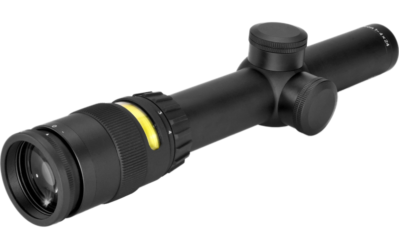 Trijicon AccuPoint 1-4x24mm Riflescope Standard Duplex Crosshair with Amber Dot, 30mm Tube, Matte Black, Capped Adjusters TR24-C-200070