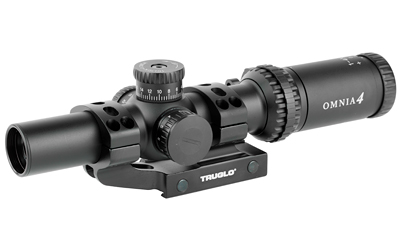 TRUGLO OMNIA Rifle Scope, 1-4X24mm, 300mm Main Tube, Illuminate A.P.T.R. (All Purpose Tactical Reticle), APTUS-M1 One Piece Mount, Throw Lever, Black TG-TG8514TLR