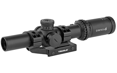 TRUGLO OMNIA Rifle Scope, 1-6X24mm, 300mm Main Tube, Illuminate A.P.T.R. (All Purpose Tactical Reticle), APTUS-M1 One Piece Mount, Throw Lever, Black TG-TG8516TLR