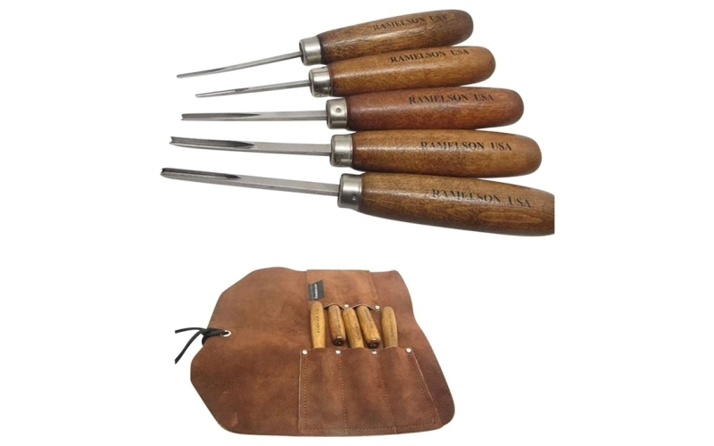 U.J. Ramelson V&u chisel carving set checkering & resoration w/case 5pc