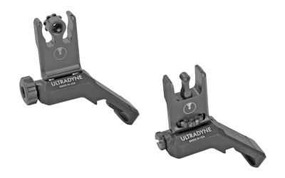 Ultradyne USA C2 Folding Front and Rear Offset Sight Combo-Aperture, Fits Picatinny, Black UD10012
