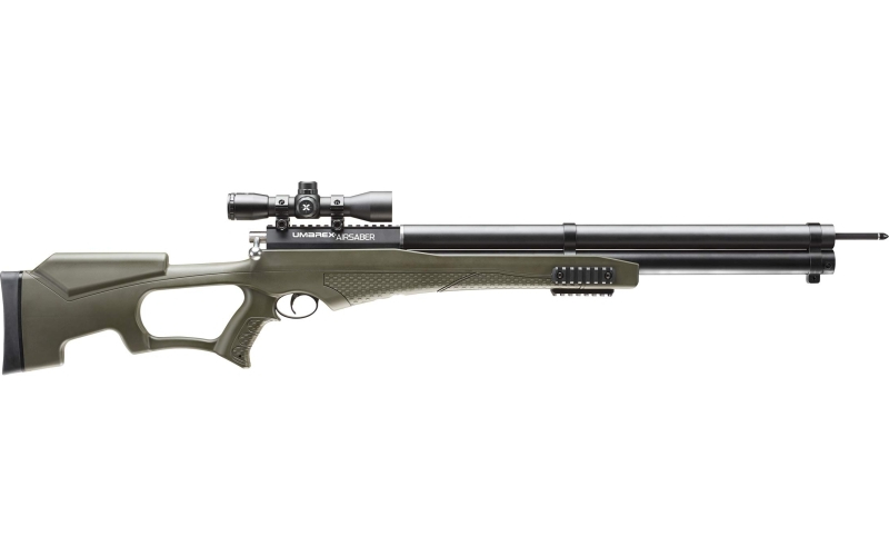 Umarex AirSaber, Arrow Rifle, PCP Power Source, 480 Feet Per Second, Black/Green Color, Polymer Stock, Includes Axeon 4x32 Scope 2252660
