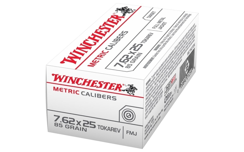 Winchester Ammunition 7.62x25mm tokarev 85gr full metal jacket 50/box