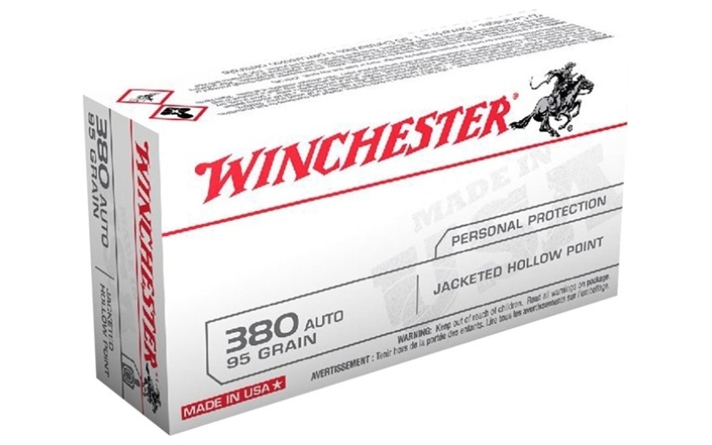 Winchester Ammunition 380 acp 95gr jacketed hollow point 50/box