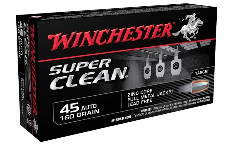 Winchester Ammunition 45 acp 160gr zinc core full metal jacket lead free 50/box