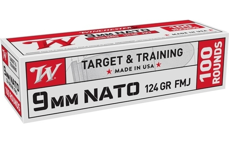 Winchester Ammunition 9mm luger nato 124gr full metal jacket 100/box