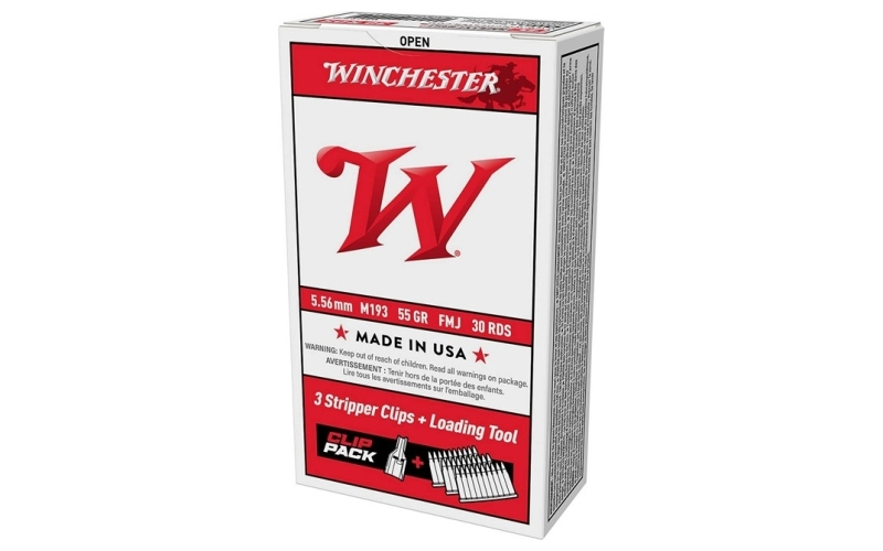 Winchester Ammunition M193 5.56x45mm nato 55gr fmj 30/box with 3 stripper clips