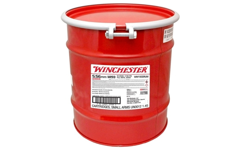 Winchester Ammunition 5.56mm nato 55gr full metal jacket m193 14,000/drum
