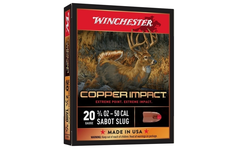 Winchester Ammunition 20 gauge 2-3/4'' 3/4oz sabot slug lead free 5/box