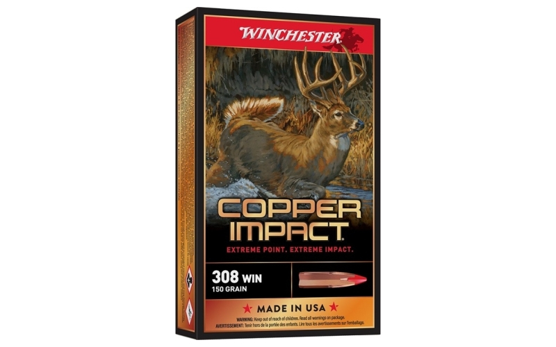 Winchester Ammunition 308 win 150gr copper extreme point lead free 20/box
