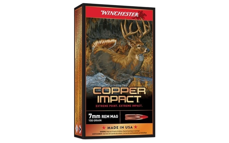 Winchester Ammunition 7mm remington mag 150gr solid copper lead-free 20/b0x